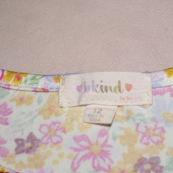BKind Floral Print Girls Ruffle Short Sleeve Shirt - Picture 5 of 6
